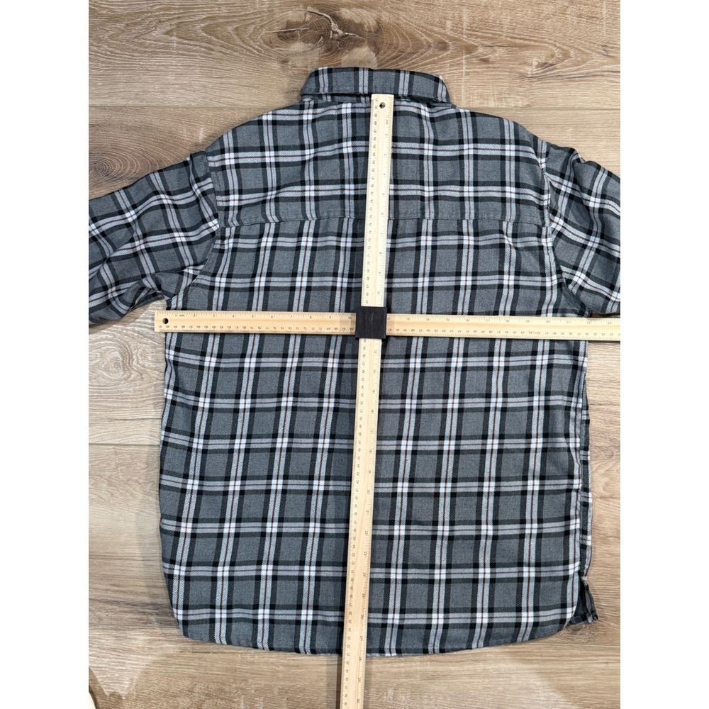 Mountain Hardwear Mens Med Plaid Flannel LS Button Up Down Shirt Gray Black Red - Picture 7 of 7